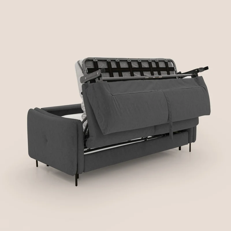 Gregory Canapé convertible avec matelas H18 cm en microfibre effet velours imperméable T09 anthracite