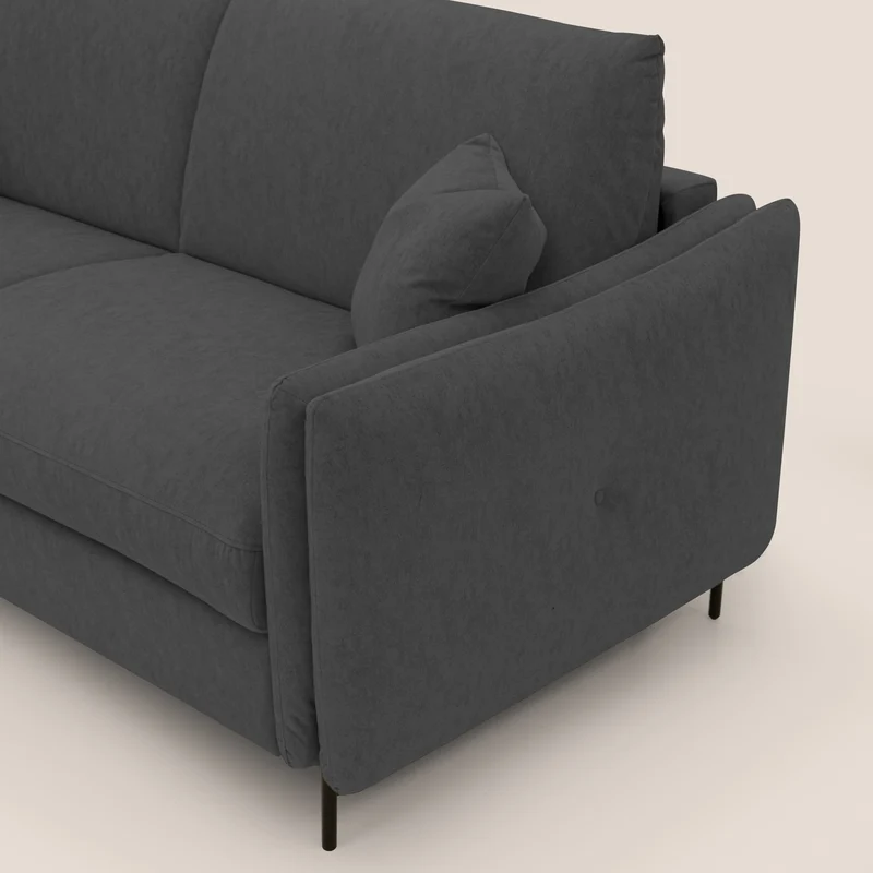Gregory Canapé convertible avec matelas H18 cm en microfibre effet velours imperméable T09 anthracite