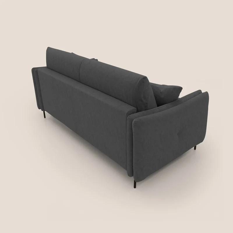 Gregory Canapé convertible avec matelas H18 cm en microfibre effet velours imperméable T09 anthracite