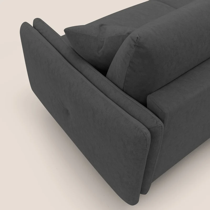 Gregory Canapé convertible avec matelas H18 cm en microfibre effet velours imperméable T09 anthracite
