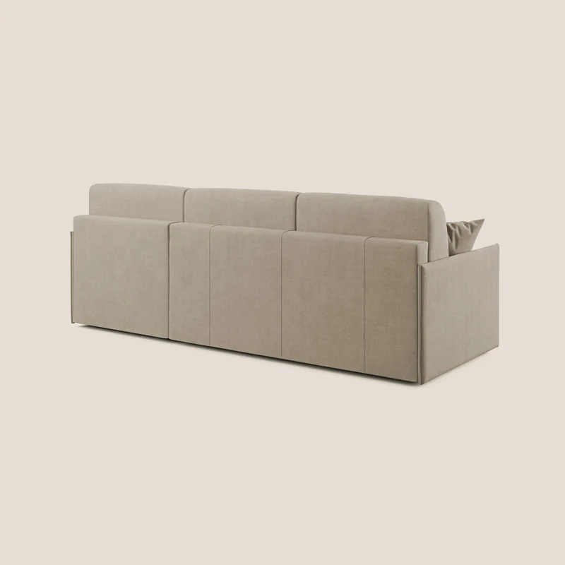 Evans canapé d'angle convertible avec méridienne en tissu doux imperméable T02 beige