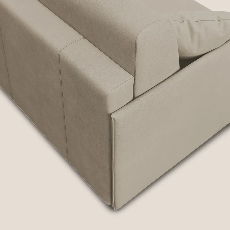 Evans canapé d'angle convertible avec méridienne en tissu doux imperméable T02 beige