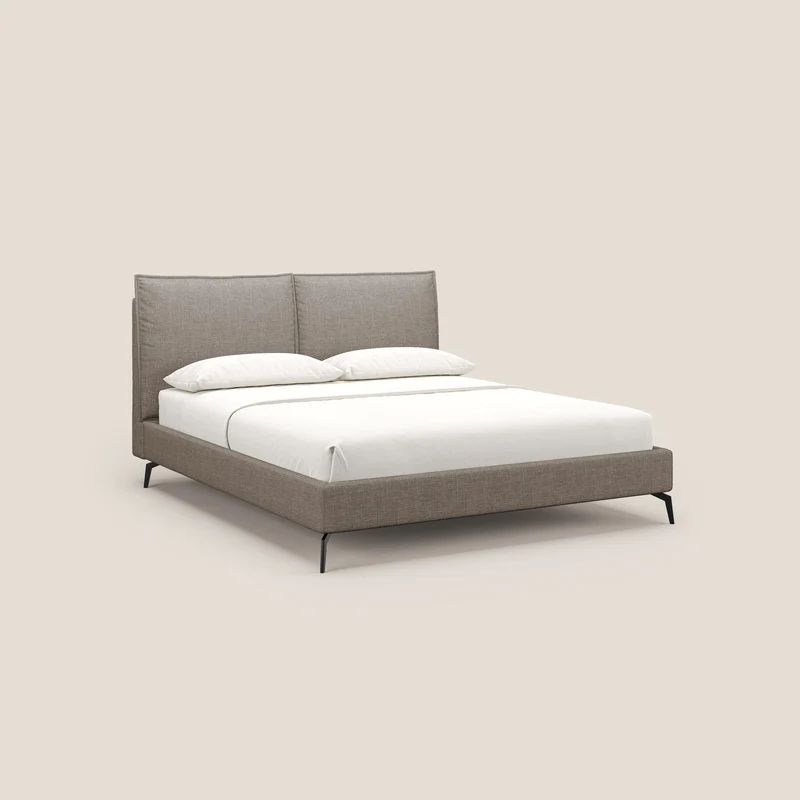 Cloe lit rembourré avec pieds en métal déhoussable en tissu imperméable T06 marron