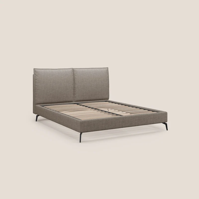 Cloe lit rembourré avec pieds en métal déhoussable en tissu imperméable T06 marron