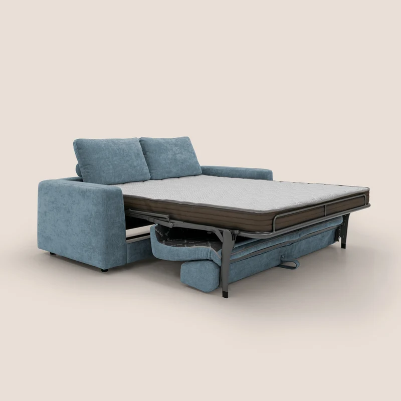 Freia Canapé convertible minimaliste matelas h15cm aux dossiers moelleux en tissu imperméable T14 sucre glace