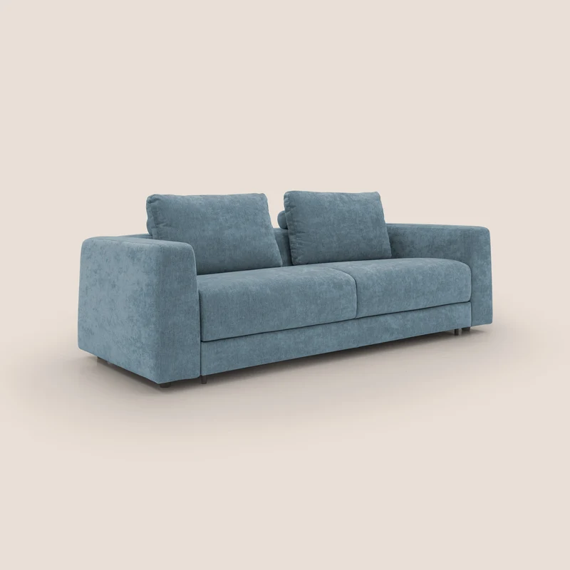 Freia Canapé convertible minimaliste matelas h15cm aux dossiers moelleux en tissu imperméable T14 sucre glace
