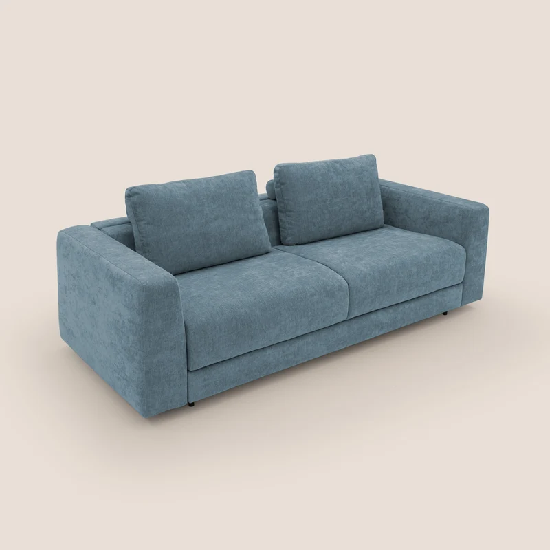 Freia Canapé convertible minimaliste matelas h15cm aux dossiers moelleux en tissu imperméable T14 sucre glace