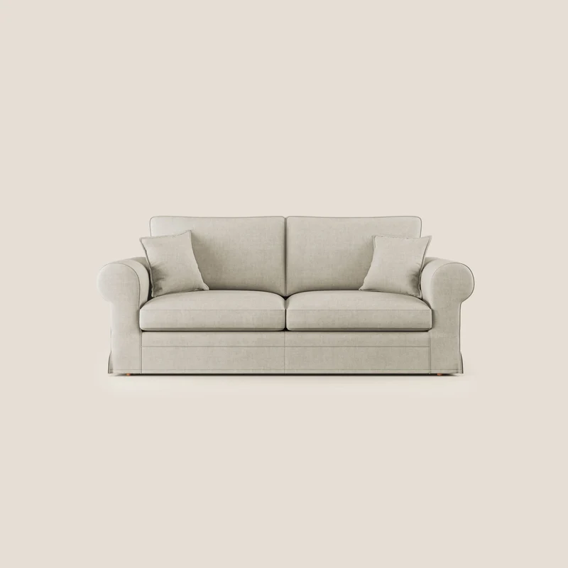 Lady canapé classique en plume d'oie réalisé avec un tissu imperméable T02 crème