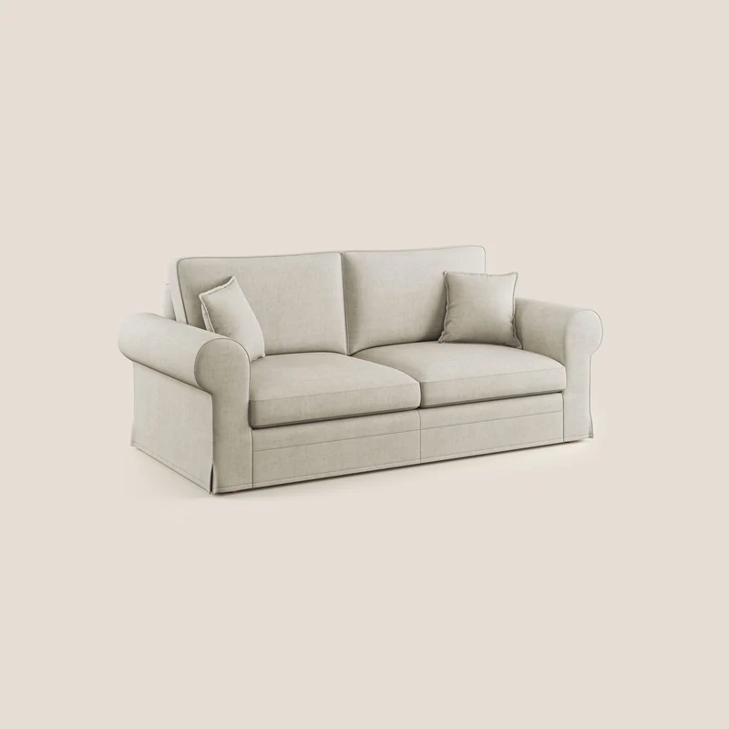 Lady canapé classique en plume d'oie réalisé avec un tissu imperméable T02 crème