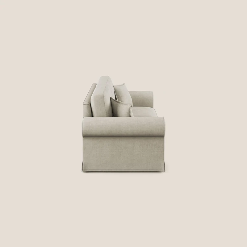 Lady canapé classique en plume d'oie réalisé avec un tissu imperméable T02 crème