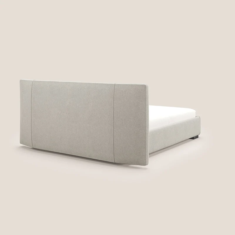 Omero lit avec coffre rembourré déhoussable en tissu flammé imperméable T14 Taupe tortora