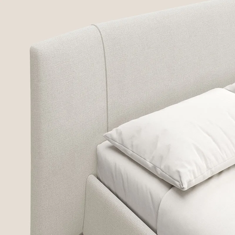 Omero lit avec coffre rembourré déhoussable en tissu flammé imperméable T14 Taupe tortora