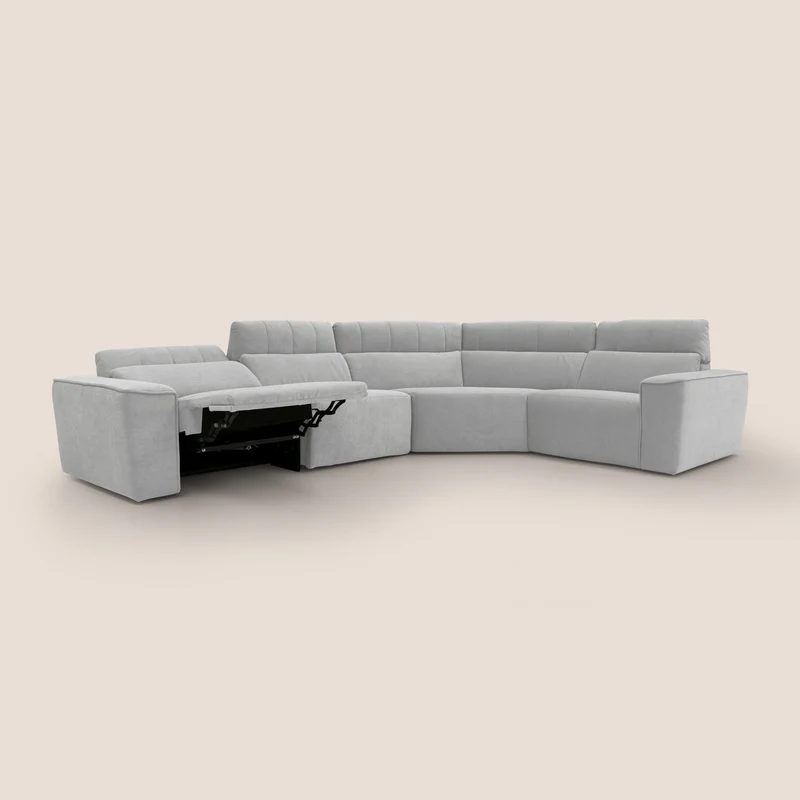 Clark canapé modulable d'angle REVERSIBLE avec option relax électrique en tissu détachable imperméable T17 gris
