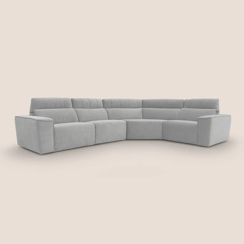 Clark canapé modulable d'angle REVERSIBLE avec option relax électrique en tissu détachable imperméable T17 gris