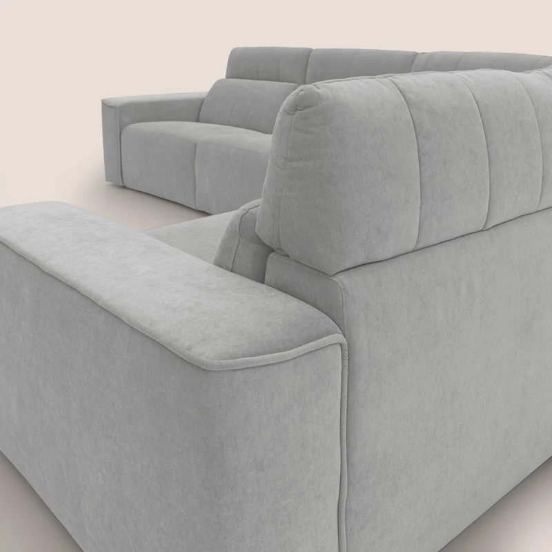 Clark canapé modulable d'angle REVERSIBLE avec option relax électrique en tissu détachable imperméable T17 gris