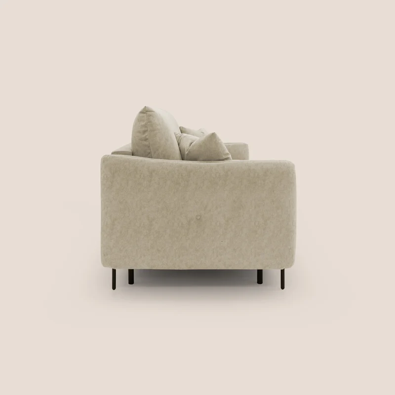 Gregory Canapé-lit avec matelas h18 cm en microfibre effet velours imperméable T09 beige