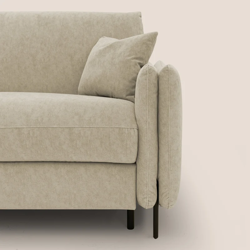 Gregory Canapé-lit avec matelas h18 cm en microfibre effet velours imperméable T09 beige