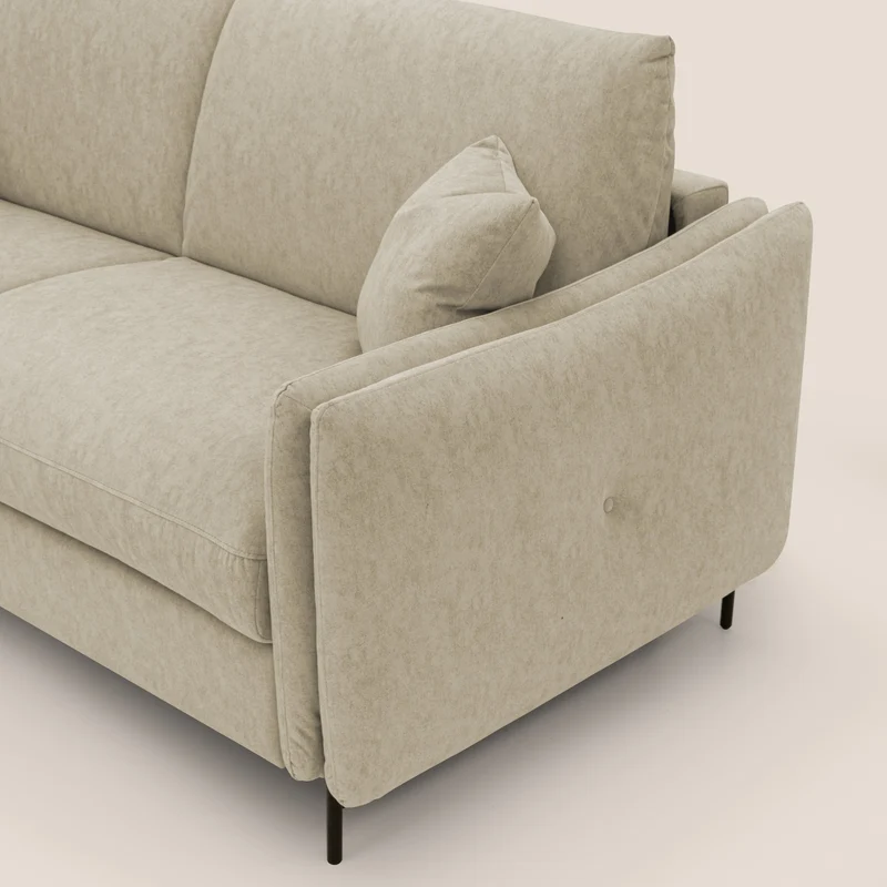 Gregory Canapé-lit avec matelas h18 cm en microfibre effet velours imperméable T09 beige