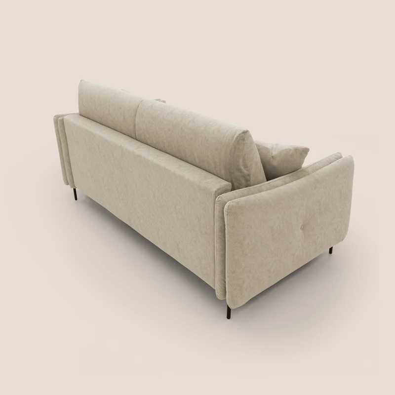 Gregory Canapé-lit avec matelas h18 cm en microfibre effet velours imperméable T09 beige