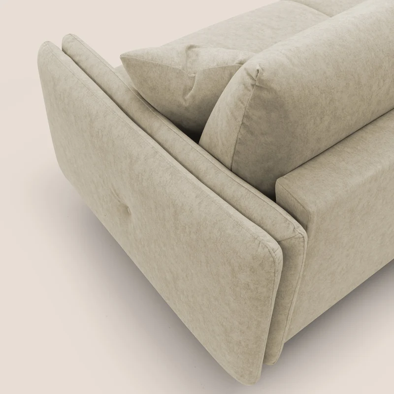 Gregory Canapé-lit avec matelas h18 cm en microfibre effet velours imperméable T09 beige