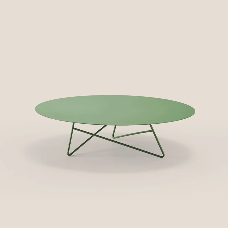 Ermione Table basse ronde pour salon en métal h25 olive