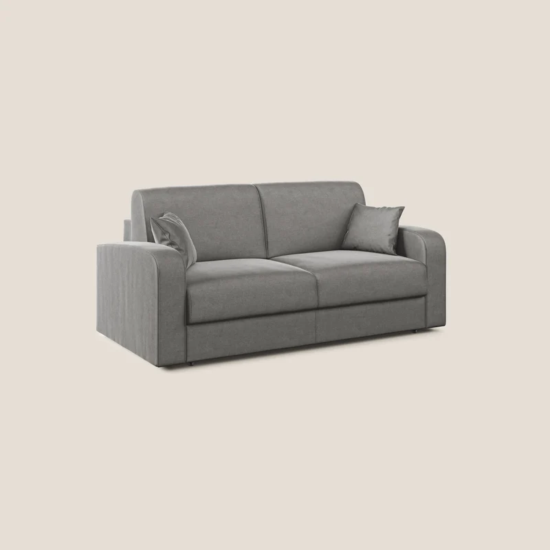 Lebron Canapé-lit double en velours doux T01 gris