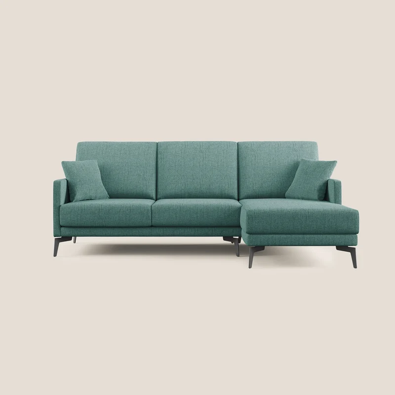 Saturno canapé d'angle moderne en tissu doux imperméable T03 vert d'eau