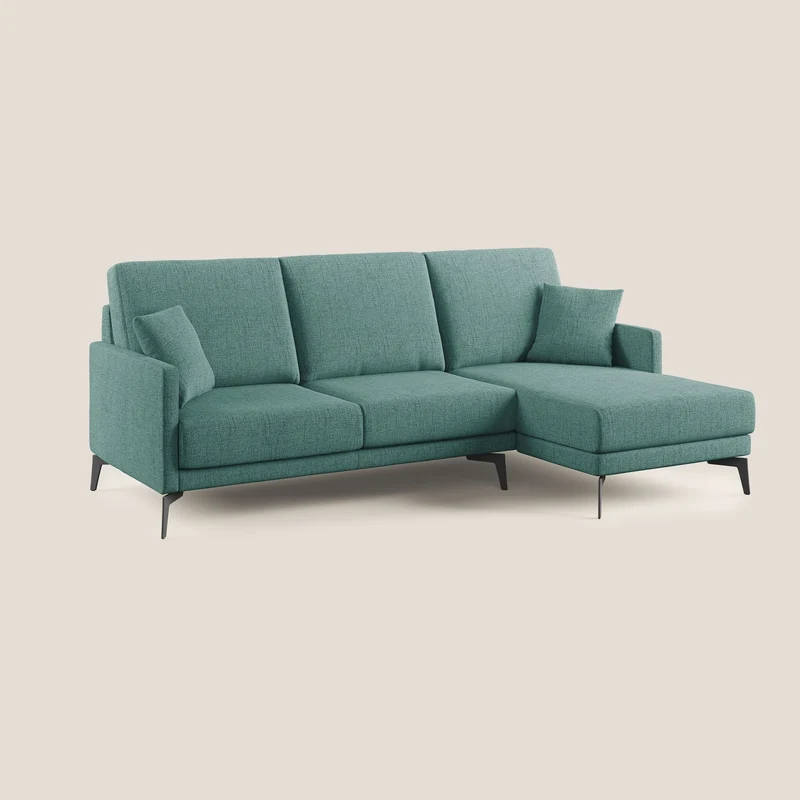 Saturno canapé d'angle moderne en tissu doux imperméable T03 vert d'eau