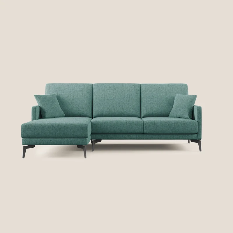 Saturno canapé d'angle moderne en tissu doux imperméable T03 vert d'eau