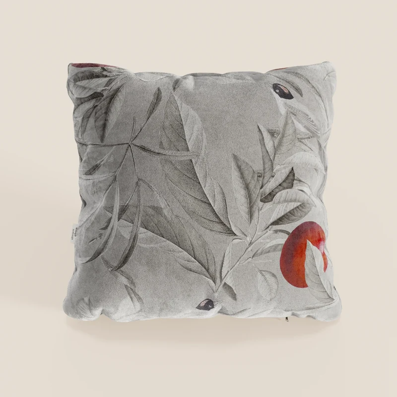 Lemon collection élégante de coussins à motifs en velours imperméable gris
