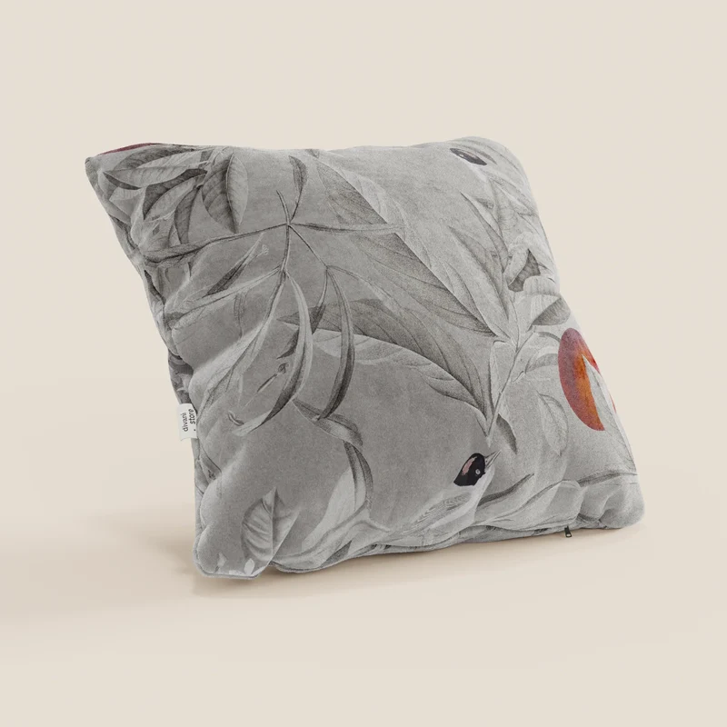 Lemon collection élégante de coussins à motifs en velours imperméable gris