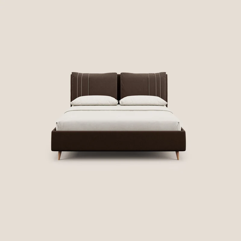 Nathan lit coffre avec coussins réglables et poches en microfibre velours imperméable T09 marron