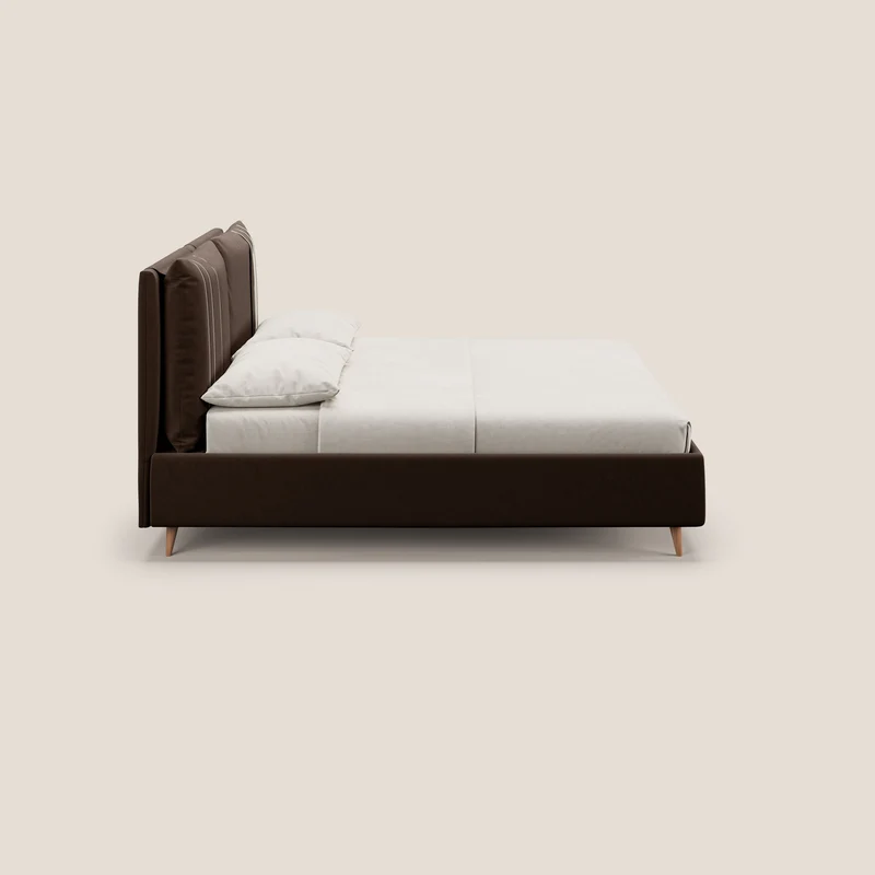 Nathan lit coffre avec coussins réglables et poches en microfibre velours imperméable T09 marron