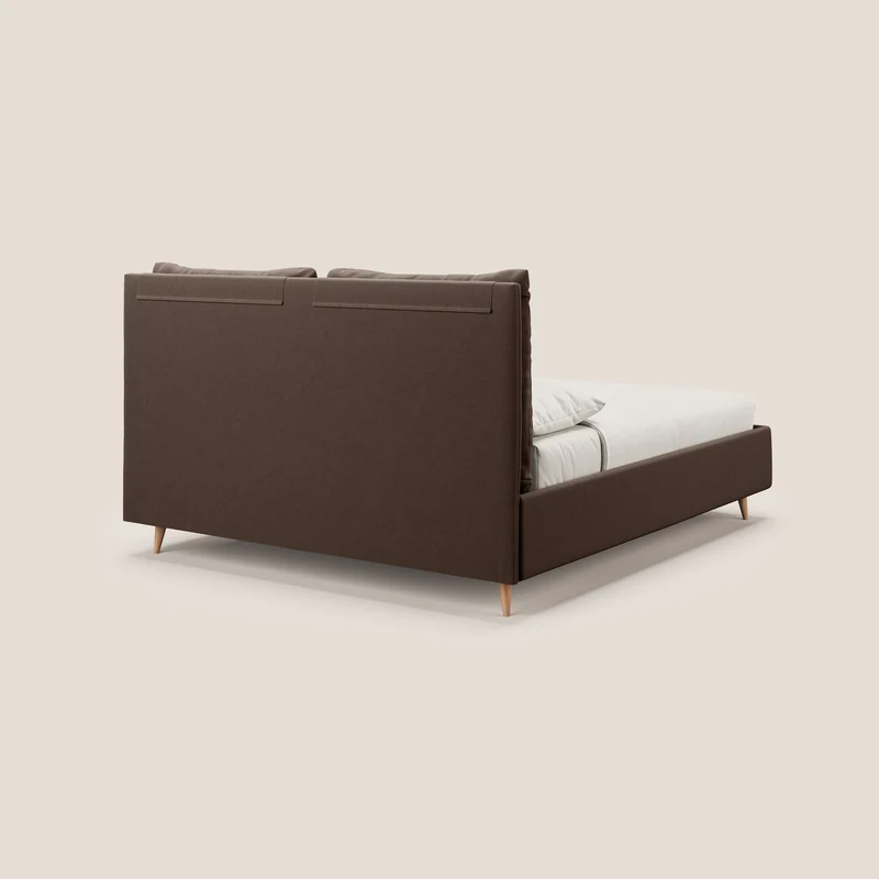Nathan lit coffre avec coussins réglables et poches en microfibre velours imperméable T09 marron