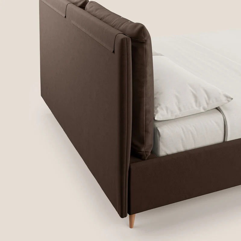 Nathan lit coffre avec coussins réglables et poches en microfibre velours imperméable T09 marron