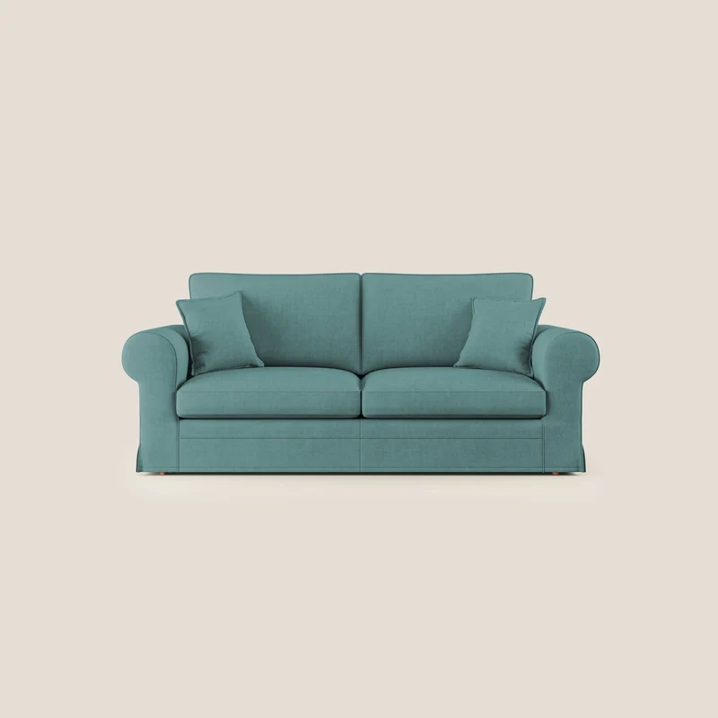 Lady canapé classique en plume d'oie réalisé avec un tissu imperméable T02 bleu canard