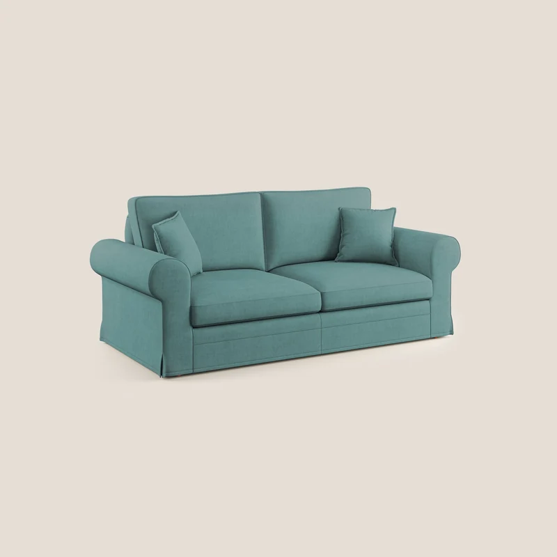 Lady canapé classique en plume d'oie réalisé avec un tissu imperméable T02 bleu canard