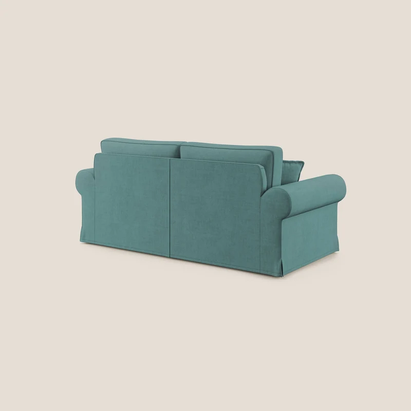 Lady canapé classique en plume d'oie réalisé avec un tissu imperméable T02 bleu canard