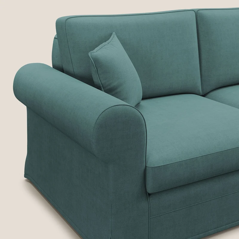 Lady canapé classique en plume d'oie réalisé avec un tissu imperméable T02 bleu canard