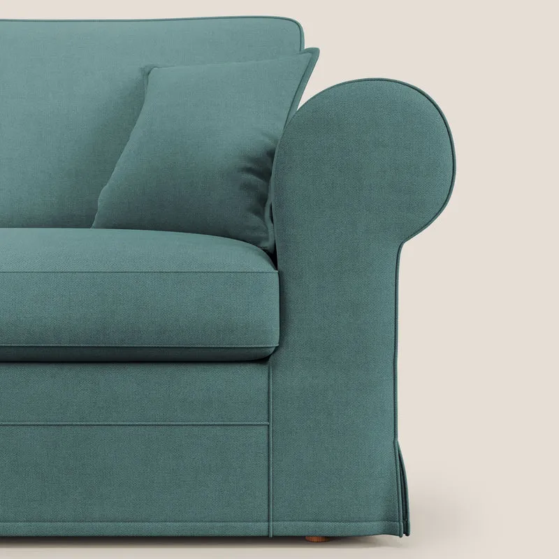 Lady canapé classique en plume d'oie réalisé avec un tissu imperméable T02 bleu canard