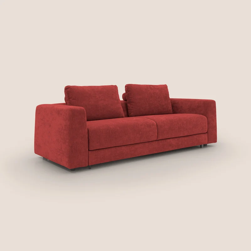 Freia Canapé convertible minimaliste matelas h15cm aux dossiers moelleux en tissu imperméable T14 rouge