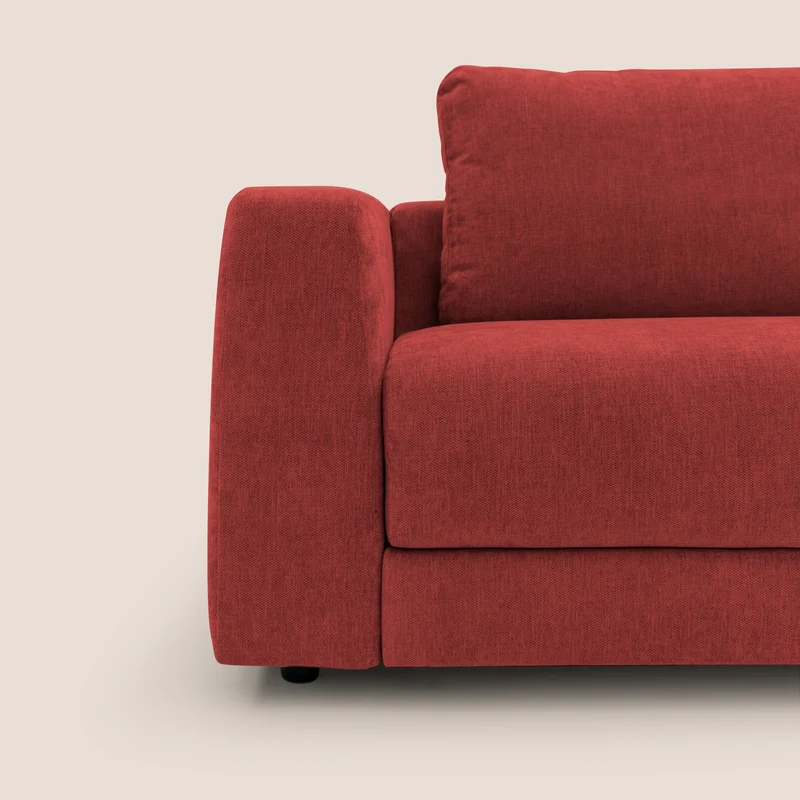 Freia Canapé convertible minimaliste matelas h15cm aux dossiers moelleux en tissu imperméable T14 rouge