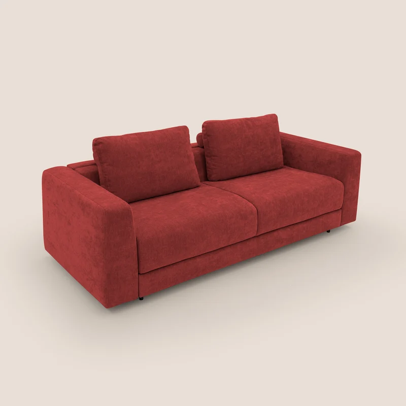 Freia Canapé convertible minimaliste matelas h15cm aux dossiers moelleux en tissu imperméable T14 rouge