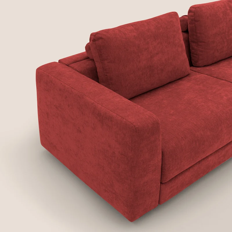 Freia Canapé convertible minimaliste matelas h15cm aux dossiers moelleux en tissu imperméable T14 rouge
