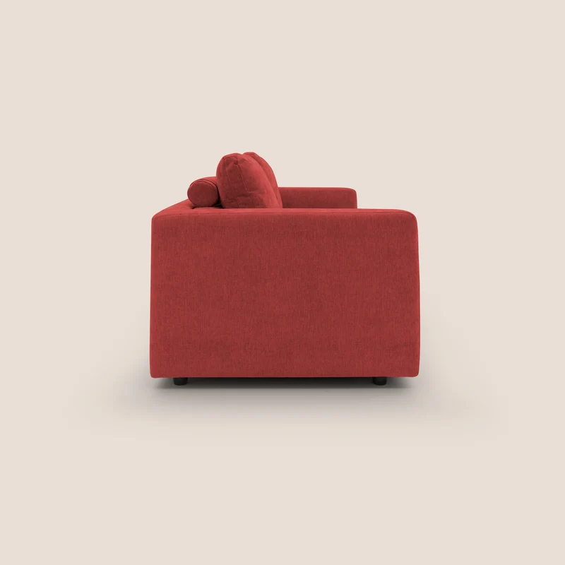 Freia Canapé convertible minimaliste matelas h15cm aux dossiers moelleux en tissu imperméable T14 rouge