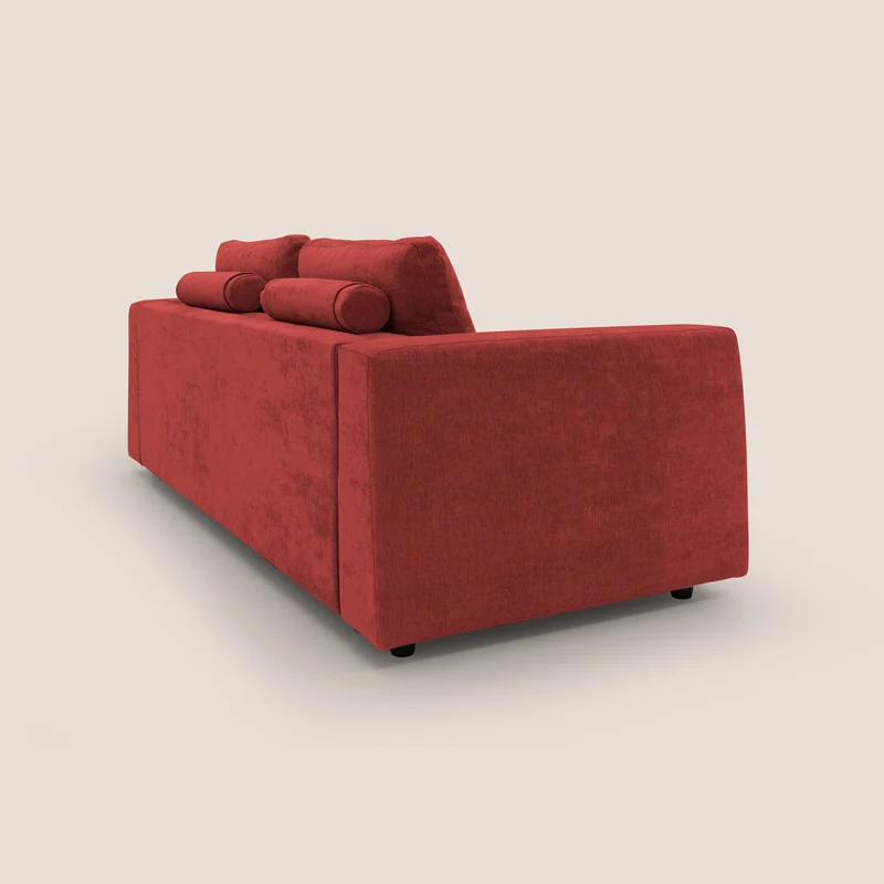 Freia Canapé convertible minimaliste matelas h15cm aux dossiers moelleux en tissu imperméable T14 rouge