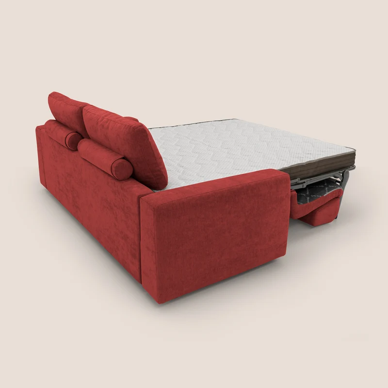 Freia Canapé convertible minimaliste matelas h15cm aux dossiers moelleux en tissu imperméable T14 rouge