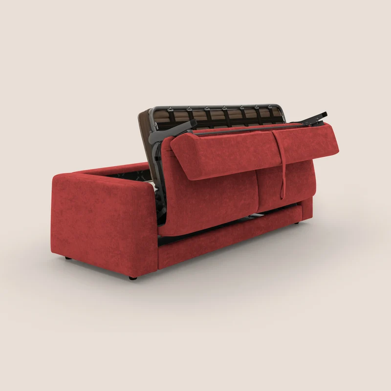 Freia Canapé convertible minimaliste matelas h15cm aux dossiers moelleux en tissu imperméable T14 rouge