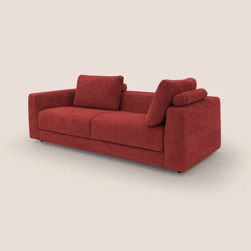 Freia Canapé convertible minimaliste matelas h15cm aux dossiers moelleux en tissu imperméable T14 rouge