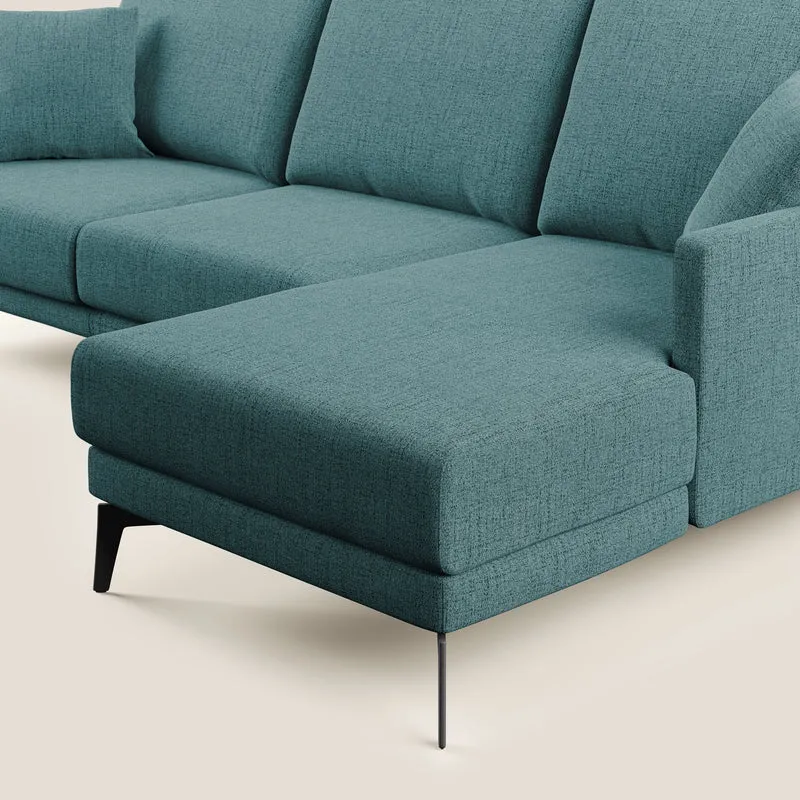 Saturno canapé d'angle moderne en tissu doux imperméable T03 bleu ciel
